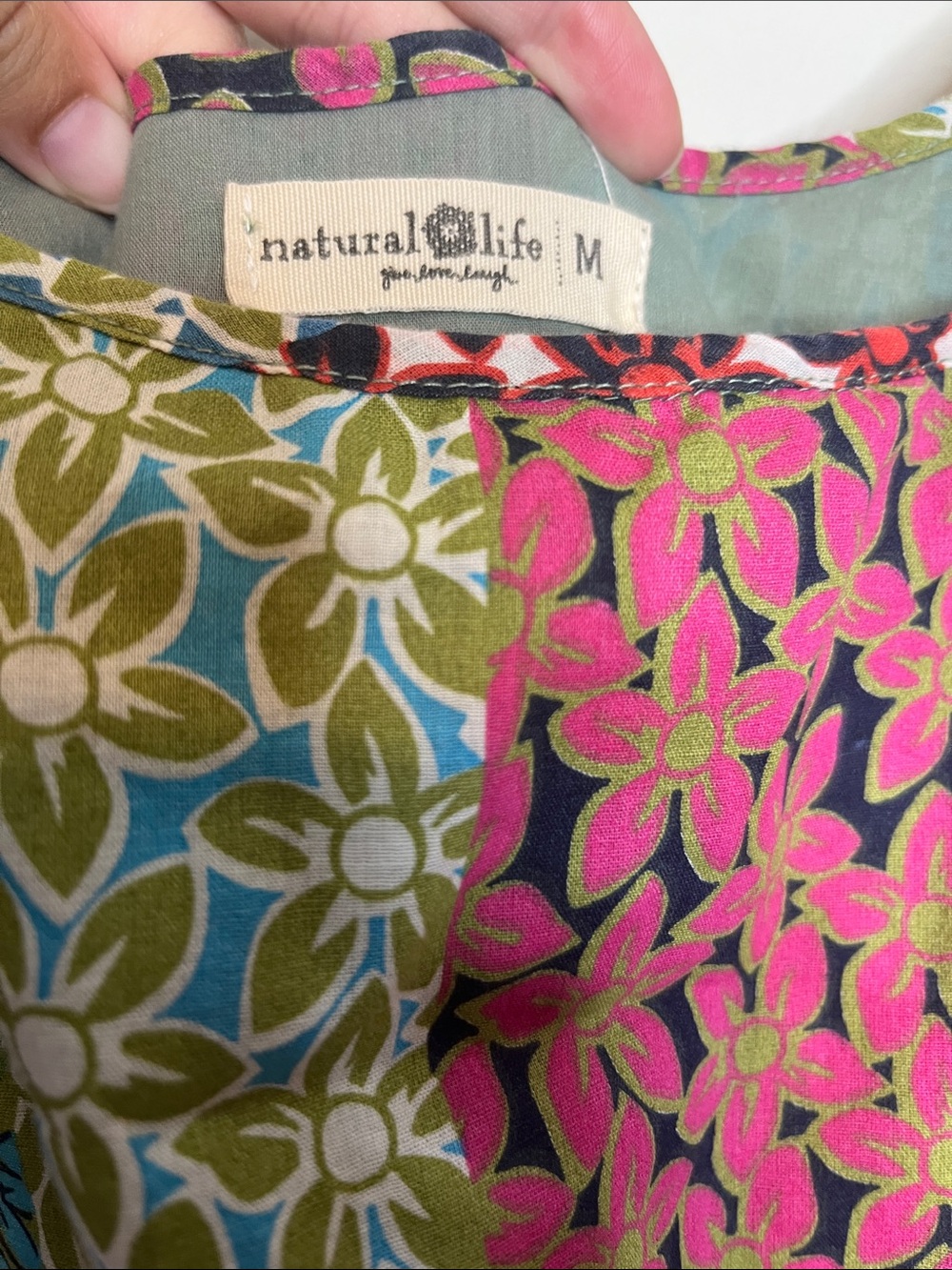 Natural Life Patchwork Maxi Dress Size M Colorful Tiered Boho Hippie Summer - Picture 3 of 7